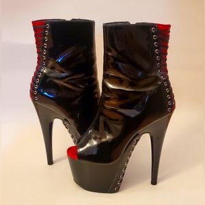 PLEASER Lace-up Platform Pole Booties Sz 7 Black